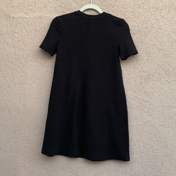 Zara Trafaluc USA Medium Scoop Neck Short Sleeve Black Midi Dress Made Turkey - Picture 5 of 11